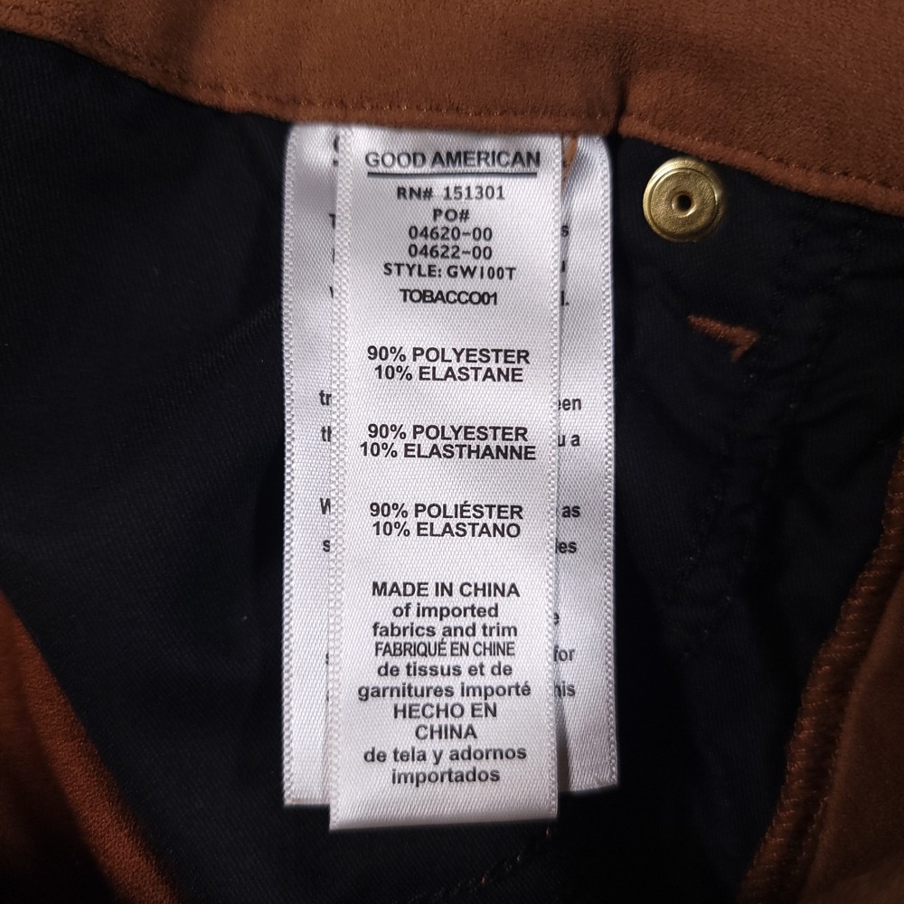 Good American Good Waist Faux Suede Skinny Pants Tobacco Brown 2/26 - Picture 8 of 11